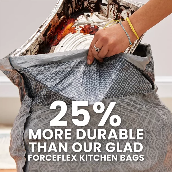 Glad ForceFlex Max Strength Tall Kitchen Drawstring Trash Bags, Gain Lavender 13 gal., 120 ct. - Image 7