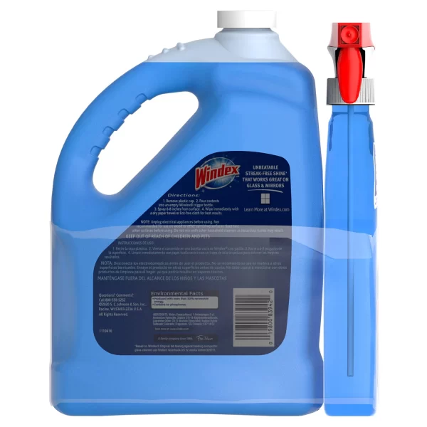Windex Original Glass Cleaner, 1 spray bottle + 128 fl. oz. Refill - Image 7
