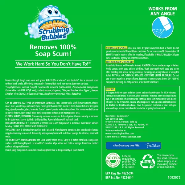 Scrubbing Bubbles Mega Shower Foamer Aerosol, Rainshower 20 oz., 3 ct. - Image 3