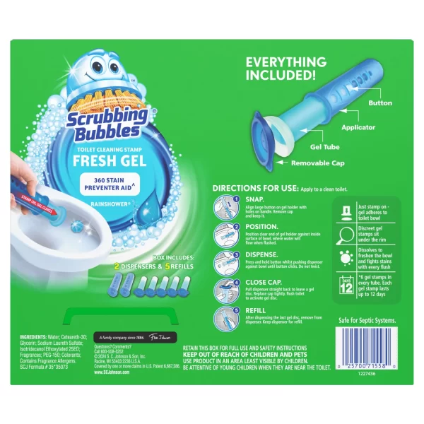 Scrubbing Bubbles Toilet Gel Stamp, Rainshower 2 dispensers + 30 gel stamps - Image 7