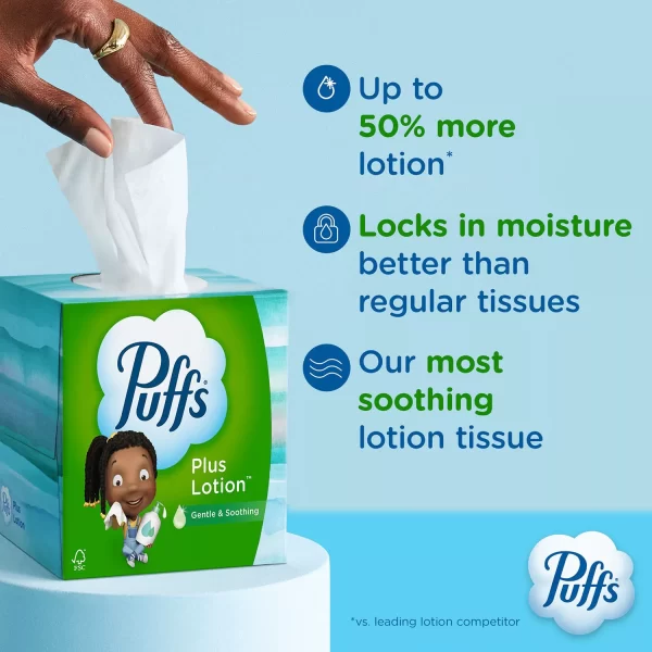 Puffs Plus Lotion 2-Ply Facial Tissues 12 Cube Boxes, 72 tissues/box - Image 9