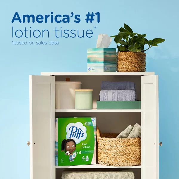 Puffs Plus Lotion 2-Ply Facial Tissues 12 Cube Boxes, 72 tissues/box - Image 8