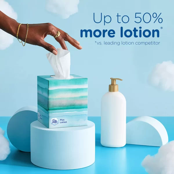 Puffs Plus Lotion 2-Ply Facial Tissues 12 Cube Boxes, 72 tissues/box - Image 5