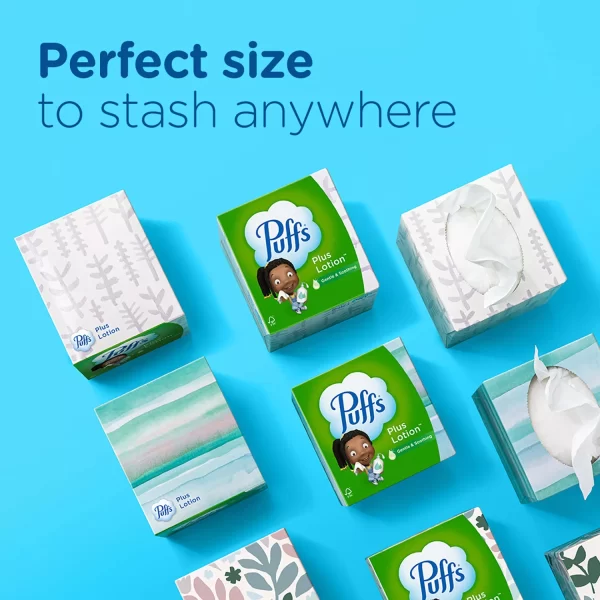 Puffs Plus Lotion 2-Ply Facial Tissues 12 Cube Boxes, 72 tissues/box - Image 4