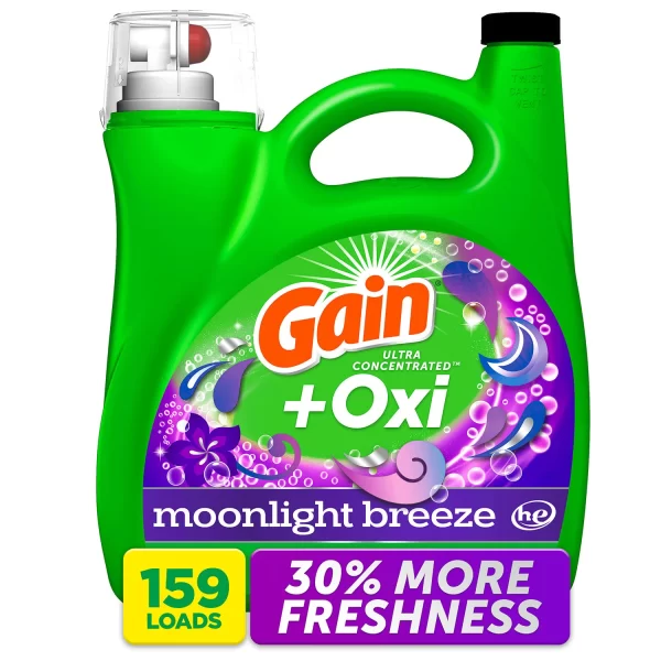 Gain + Oxi Liquid Laundry Detergent, Moonlight Breeze, 159 Loads, 170 fl. oz. - Image 8