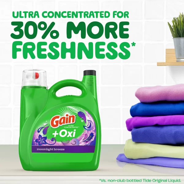Gain + Oxi Liquid Laundry Detergent, Moonlight Breeze, 159 Loads, 170 fl. oz. - Image 3