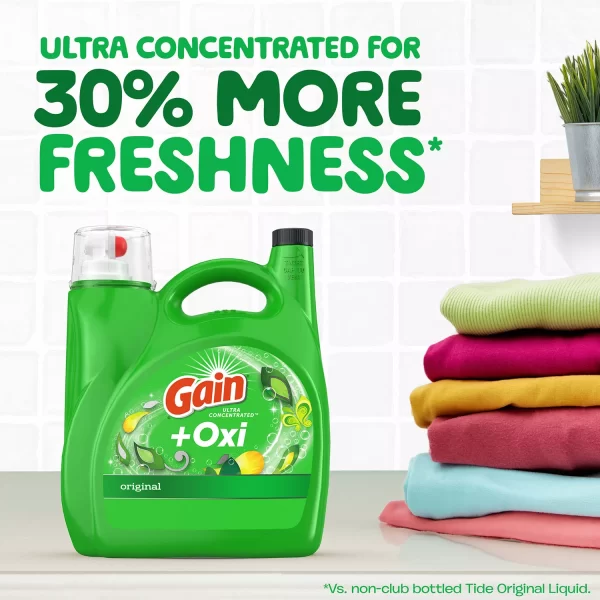 Gain + Oxi Liquid Laundry Detergent, Original, 159 Loads, 170 fl. oz. - Image 2