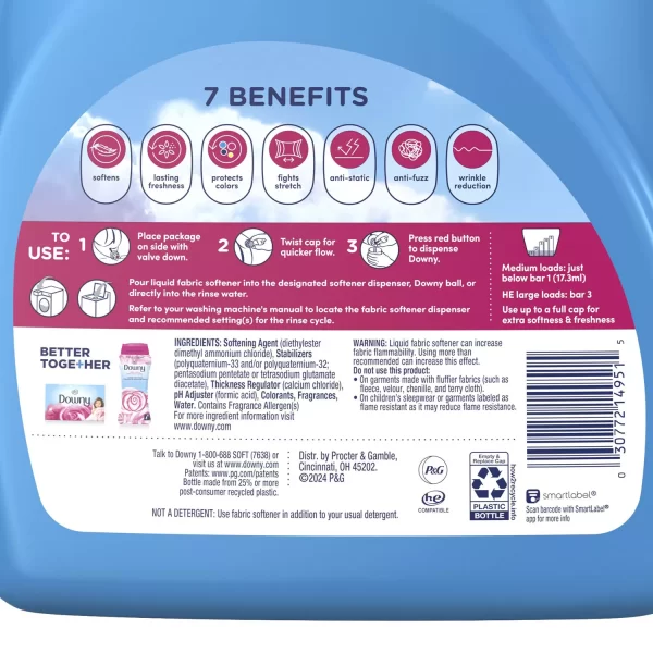 Downy Soft & Fresh Liquid Fabric Softener, April Fresh, 257 loads, 150 fl. oz. - Image 4