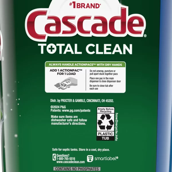 Cascade Total Clean ActionPacs Dishwasher Detergent, Fresh Scent, 95 ct. - Image 6