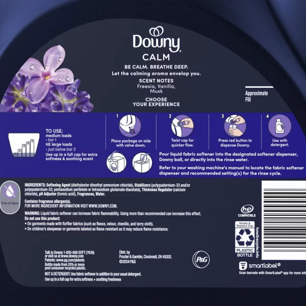 Downy Ultra Soft + Calm Liquid Fabric Softener, Lavender and Vanilla Bean, 164 Loads, 111 fl. oz. - Image 4