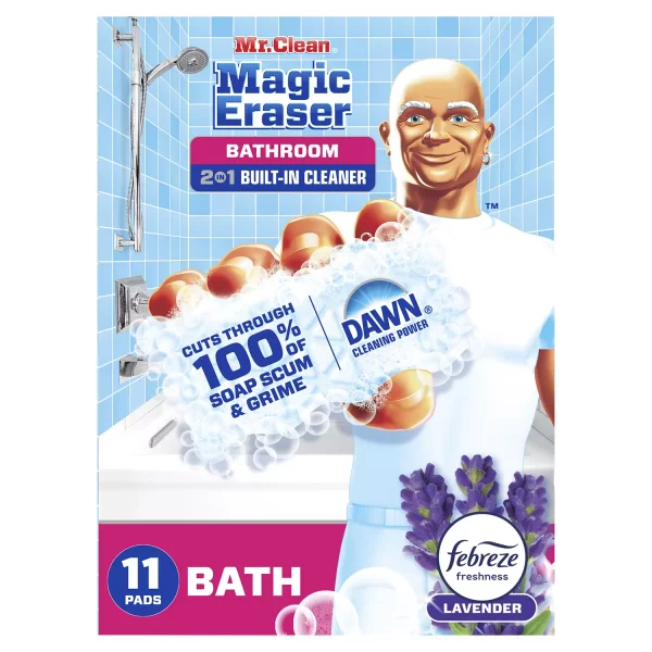 Mr. Clean Magic Eraser 2-in-1 Bathroom Cleaner Sponge, Lavender, 11 ct. - Image 6