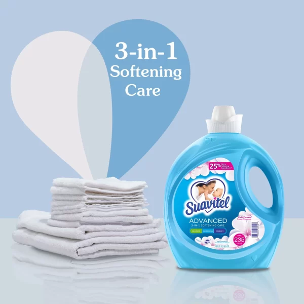 Suavitel Advanced Liquid Fabric Softener, Field Flowers Scent, 160 fl. oz., 235 loads - Image 4