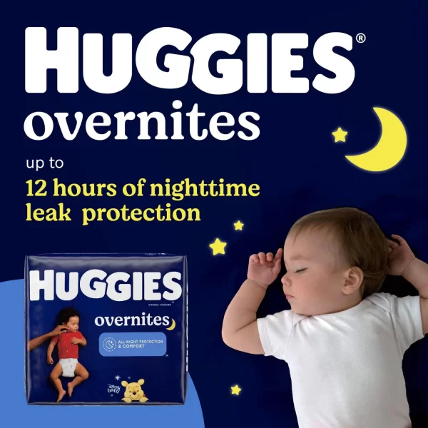 Huggies Overnites Nighttime Baby Diapers, Sizes 3-7 - Image 7