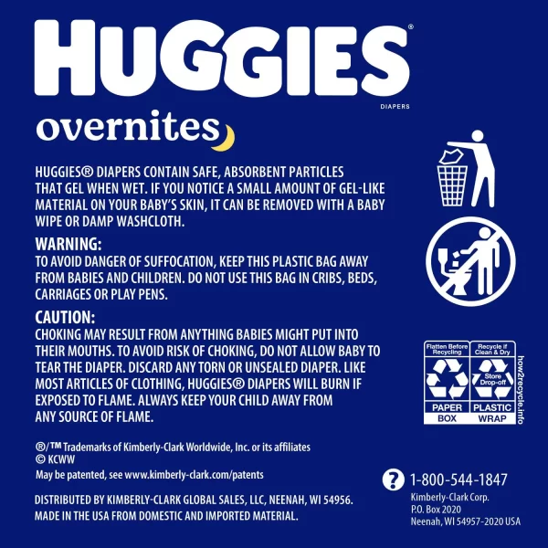 Huggies Overnites Nighttime Baby Diapers, Sizes 3-7 - Image 2