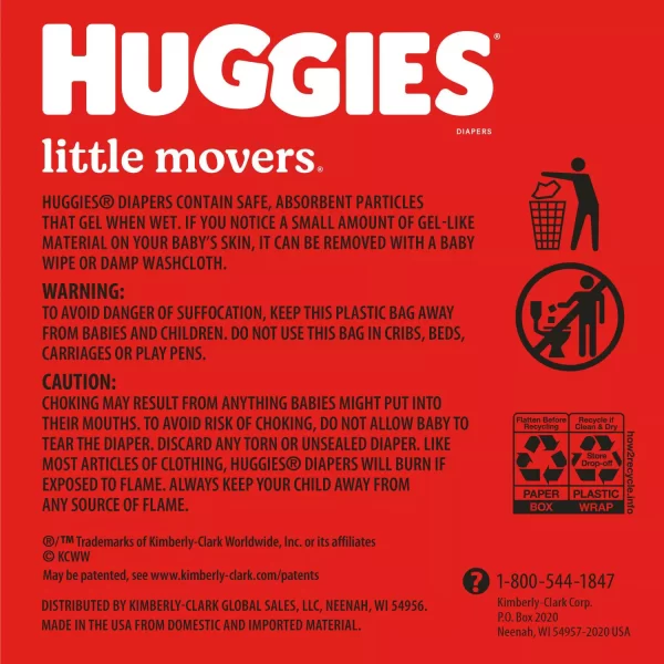 Huggies Little Movers Baby Diapers, Size 3-8 - Image 2
