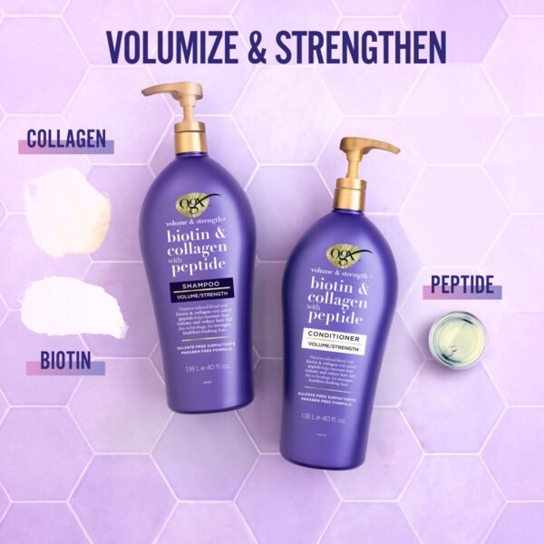 OGX Volume & Strength + Biotin & Collagen Shampoo, 40 fl. oz. - Image 3
