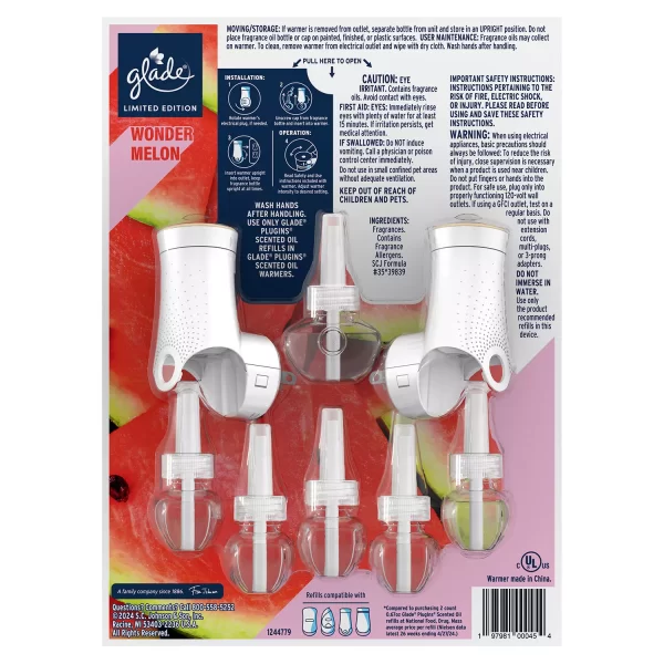 Glade PlugIns Scented Oil, Wonder Melon, 2 Warmers + 6 Refills - Image 6