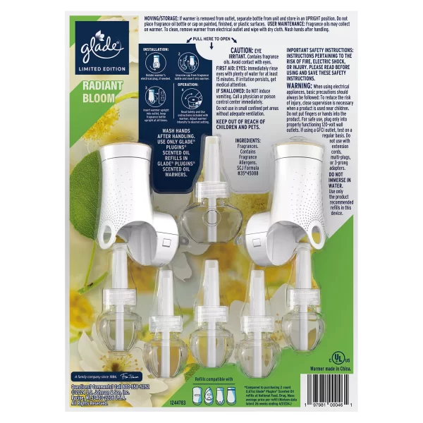 Glade PlugIns Scented Oil, Radiant Bloom, 2 Warmers + 6 Refills - Image 4
