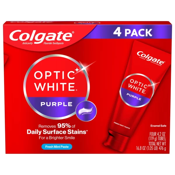 Colgate Optic White Purple Whitening Toothpaste, 4.2 oz., 4 pk. - Image 3