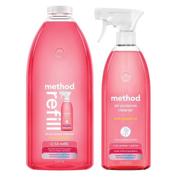 Method All Purpose Cleaner, Pink Grapefruit, 28 fl. oz. Spray Bottle + Refill, Total 96 fl. oz. - Image 8