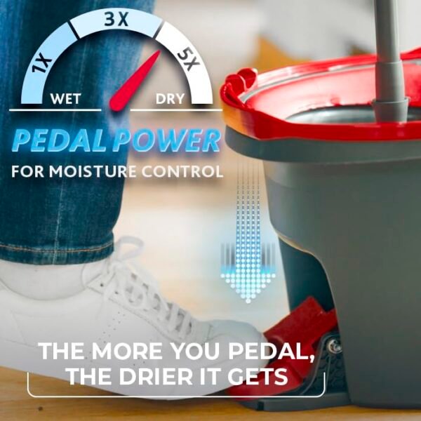 O-Cedar EasyWring Microfiber Spin Mop, Bucket Floor Cleaning System, Red, Gray, Standard - Image 7