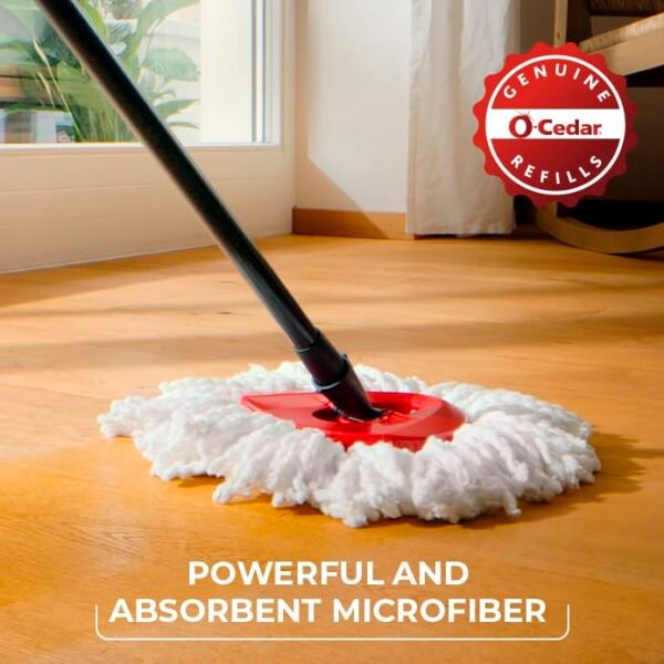 O-Cedar EasyWring Microfiber Spin Mop, Bucket Floor Cleaning System, Red, Gray, Standard - Image 4