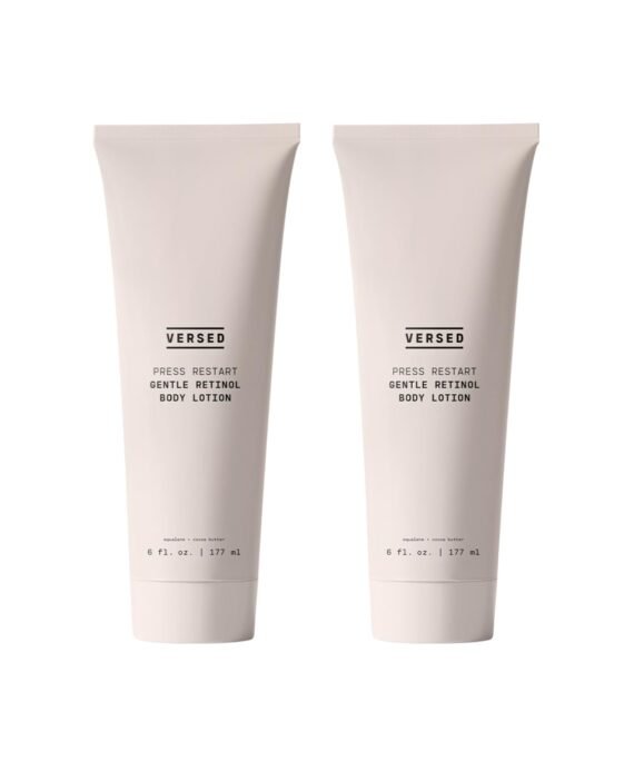 Versed Press Restart Retinol Body Lotion, 2 Pack - Skin Firming Lotion with Cocoa Butter, Squalane & Vitamin E - Lightweight All-Over Body Moisturizer for Aging Dry Skin (6 Oz Each, 2 Products)