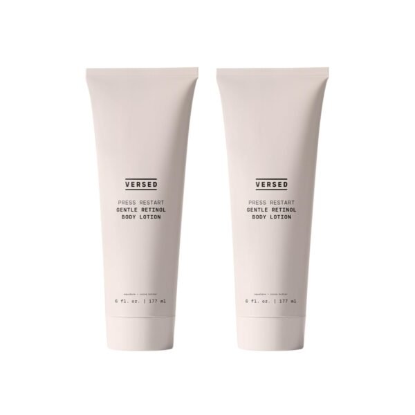 Versed Press Restart Retinol Body Lotion, 2 Pack - Skin Firming Lotion with Cocoa Butter, Squalane & Vitamin E - Lightweight All-Over Body Moisturizer for Aging Dry Skin (6 Oz Each, 2 Products)