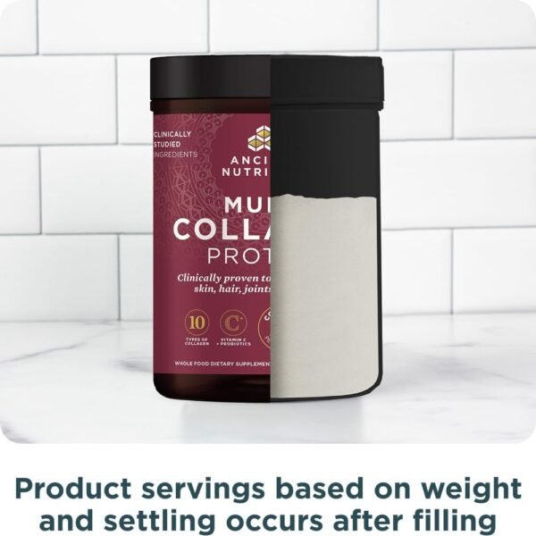 Ancient Nutrition Collagen Powder Protein with Probiotics, Unflavored Multi Collagen Protein with Vitamin C, 45 Servings, Hydrolyzed Collagen Peptides Supports Skin and Nails, Gut Health, 16oz - Image 3