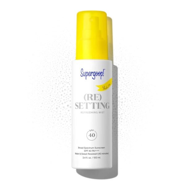 Supergoop! (Re) setting Refreshing Mist, 3.4 fl oz - SPF 40 PA+++ Facial Mist - Sets Makeup, Refreshes UV Protection & Helps Filter Pollution - Light, Natural Scent