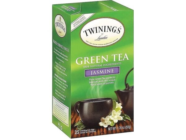 Twinings Green Tea With Jasmine, Individually Wrapped Bags, 25 Count Pack of 1, Fragrant, Floral & Caffeinated