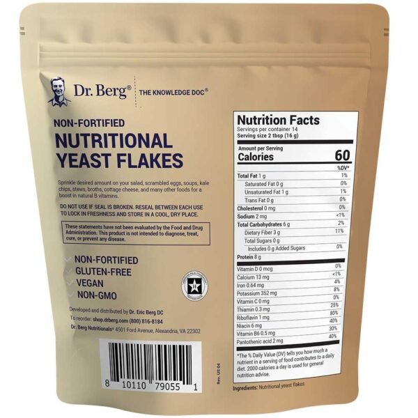 Dr. Berg Premium Nutritional Yeast Flakes - Delicious Non-Fortified Nutritional Yeast with Naturally Occurring B Vitamins - 8oz - Image 2