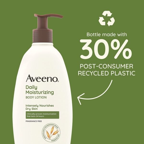 Aveeno Daily Moisturizing Body Lotion with Soothing Oat and Rich Emollients, Fragrance-Free, 18 Fl Oz - Image 6