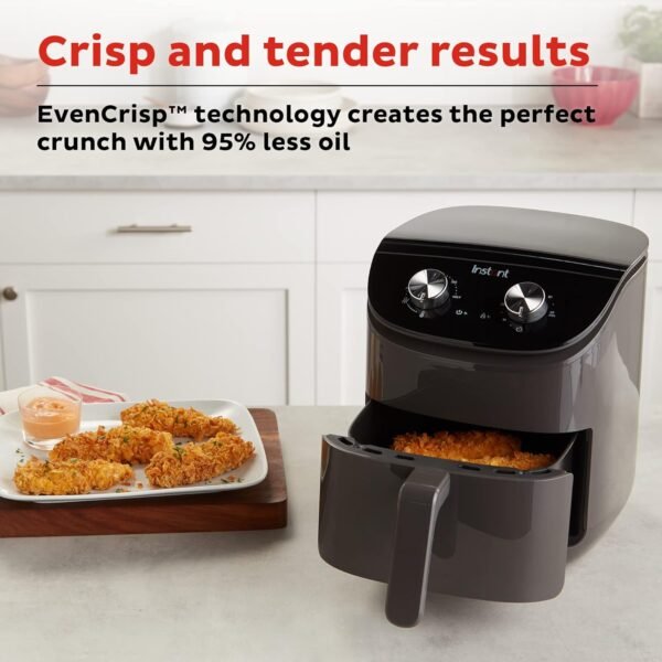 Instant Pot Essentials 4QT Air Fryer with EvenCrisp Technology that Crisps and Reheats, Easily Adjust Time & Temperature For Quick Meals, 100+ In-App Recipes, from the Makers of Instant Pot, Black - Image 6