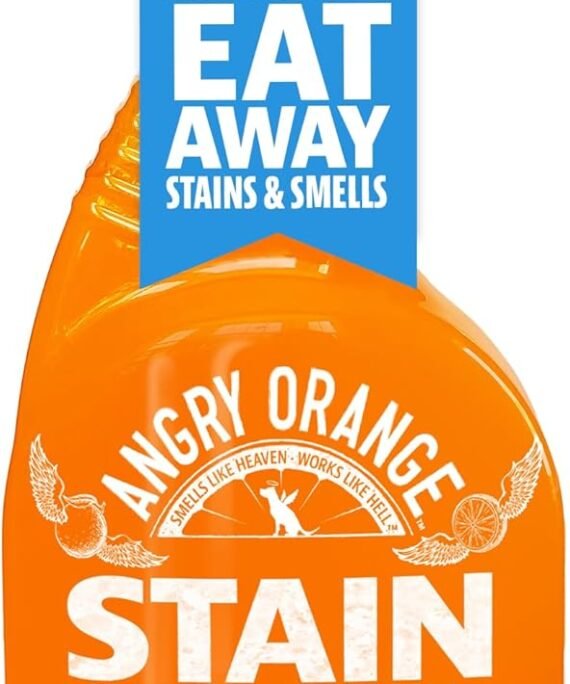 Angry Orange Stain Remover - 32oz Enzyme Pet Cleaner - Dog & Cat Urine Destroyer and Stain Remover - Citrus Spray Cleaning Solution - Puppy Supplies