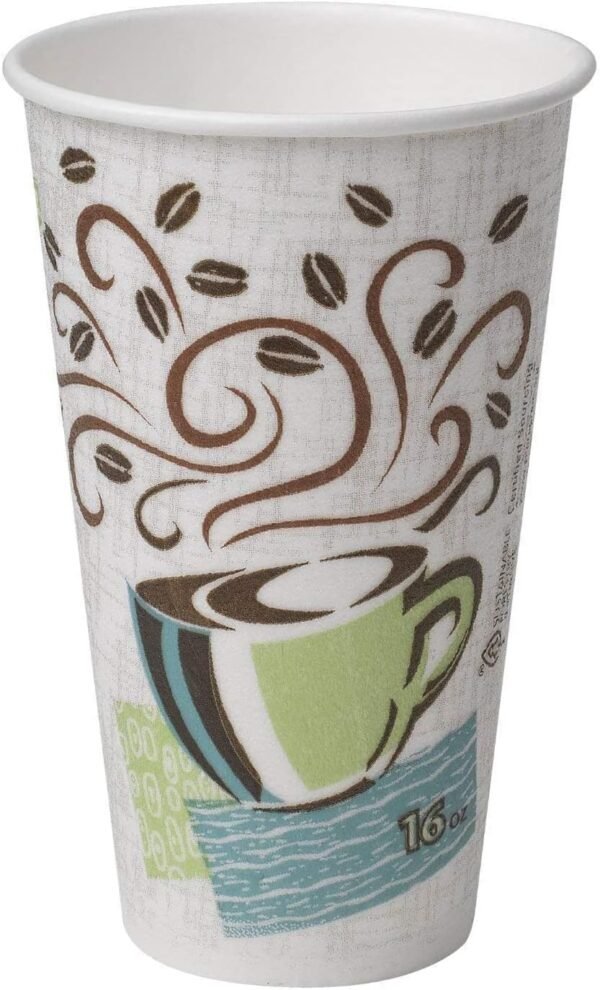 Dixie PerfecTouch Insulated Paper Hot Cup 75 Count, 16 oz Coffee Cups Drinking/Stirring Straws Bundle (16 oz, 75 Cups, 75 Straws) - Image 2