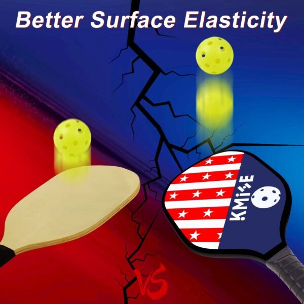 Kmise Pickleball Paddles, Pickleball Paddles Set of 4, 6 Indoor Outdoor Balls and Bag, 9-ply Premium Wood Pickleball Racquet with Ergonomic Cushion Grip Wooden Pickleball Paddles Gifts for Men Women - Image 2