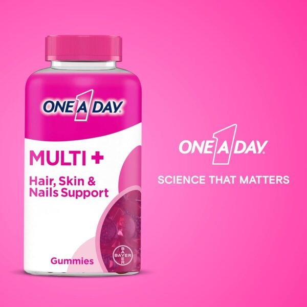 ONE A DAY Multi+ Hair, Skin & Nails, Multivitamin + Boost of Support for Healthy Hair, Skin & Nails with Biotin and Vitamins A, C, E & Zinc ,Gummy 120 Count (2 Month Supply) - Image 4