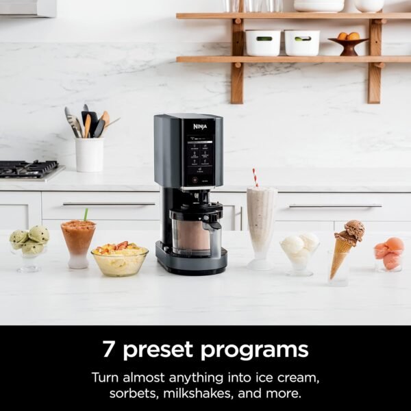 Ninja CREAMi, Ice Cream Maker, Ice Cream, Gelato, Sorbet ,Milkshakes, Mix-ins, Smoothie Bowls & More, 7-in-1, Ice Cream Pints, Pint lid, Healthy Ice Cream, Compact, Perfect for Kids, Black, NC299AMZ - Image 8