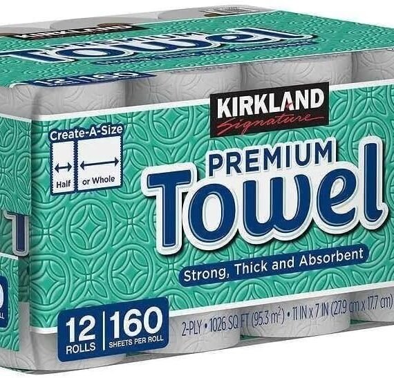 Fiorenzo Bundle Compatible with Kirk-land Signature Premium Paper Towels, Strong Thick and Absorbent Bulk Paper Towels 12 Rolls, 160 Sheets Per Roll 2-Ply