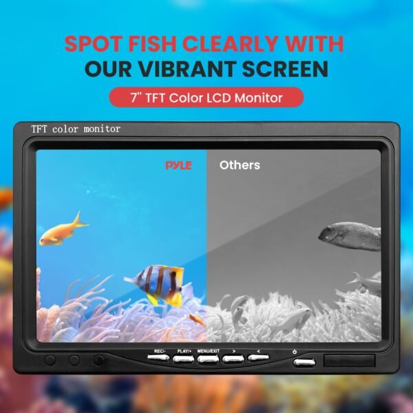 Underwater Fishing Camera, Live Scope Deeper Fishing Line Fish Finder, Go Fish Ice Depth Video Camera For Boats, 7'' Portable LCD Monitor, IP68 Water-Resistant, Includes Carrying Case, Sunshield Cover - Image 3