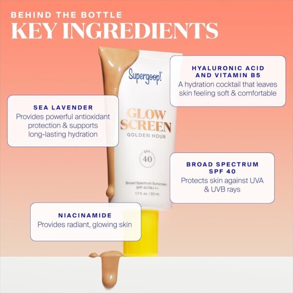 Supergoop! Glowscreen (SPF 40) - 0.5 fl oz - Glowy Primer + Broad Spectrum Tinted Sunscreen - Helps Filter Blue Light - Hydration - Hyaluronic Acid & Vitamin B5 - Image 5