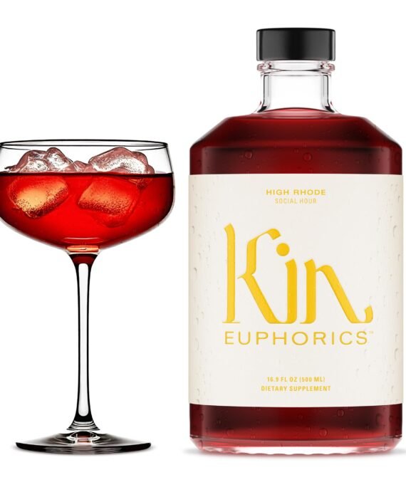 Kin Euphorics High Rhode Non-Alcoholic Aperitif | Elevate Your Social Hour | Adaptogens, Nootropics & Botanicals | Rhodiola Rosea, 5-HTP, GABA | Citrus, Bitters & Spices | 16.9 fl oz