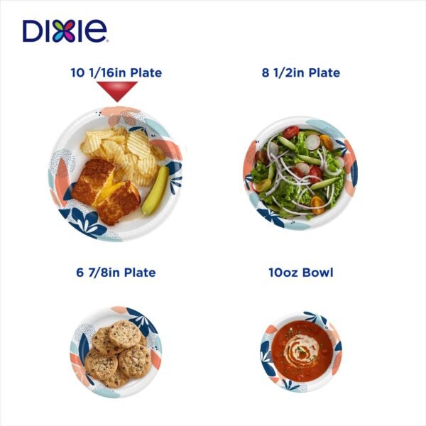 Dixie Large Paper Plates, 10 Inch, 86 Count, 2X Stronger*, Microwave-Safe, Soak-Proof, Cut Resistant, Disposable Plates For Everyday Breakfast, Lunch, & Dinner Meals - Image 5