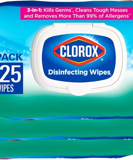Clorox Disinfecting Wipes, Bleach Free, Household Essentials, Fresh Scent, Moisture Seal Lid, 75 Cleaning Wipes, Pack of 3 (New Packaging)