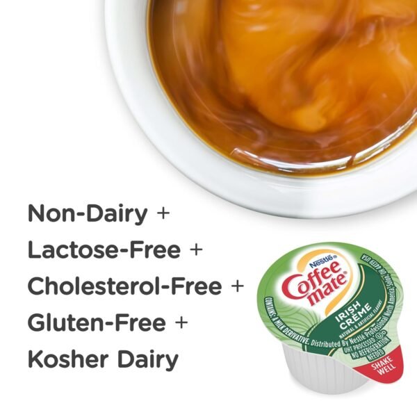Nestle Coffee mate Coffee Creamer, Irish Creme, Concentrated Liquid Creamer Singles, Non Dairy, No Refrigeration, 0.375 fl oz Tubs (Pack of 180) - Image 13
