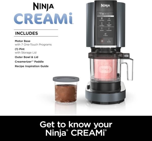 Ninja CREAMi, Ice Cream Maker, Ice Cream, Gelato, Sorbet ,Milkshakes, Mix-ins, Smoothie Bowls & More, 7-in-1, Ice Cream Pints, Pint lid, Healthy Ice Cream, Compact, Perfect for Kids, Black, NC299AMZ - Image 3