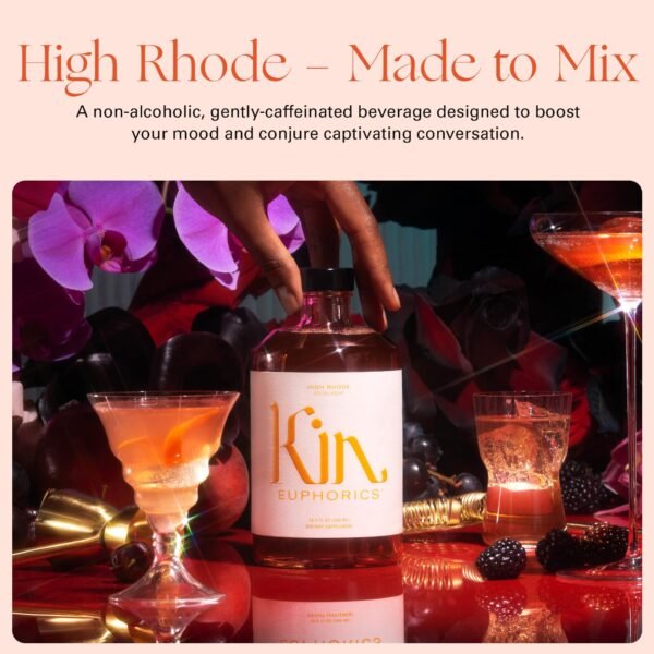 Kin Euphorics High Rhode Non-Alcoholic Aperitif | Elevate Your Social Hour | Adaptogens, Nootropics & Botanicals | Rhodiola Rosea, 5-HTP, GABA | Citrus, Bitters & Spices | 16.9 fl oz - Image 9