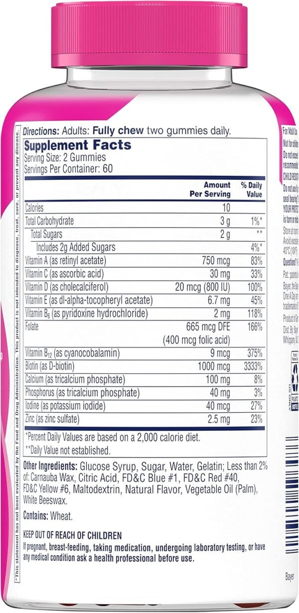 ONE A DAY Multi+ Hair, Skin & Nails, Multivitamin + Boost of Support for Healthy Hair, Skin & Nails with Biotin and Vitamins A, C, E & Zinc ,Gummy 120 Count (2 Month Supply) - Image 2