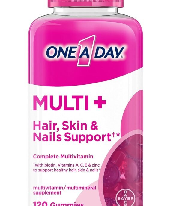 ONE A DAY Multi+ Hair, Skin & Nails, Multivitamin + Boost of Support for Healthy Hair, Skin & Nails with Biotin and Vitamins A, C, E & Zinc ,Gummy 120 Count (2 Month Supply)